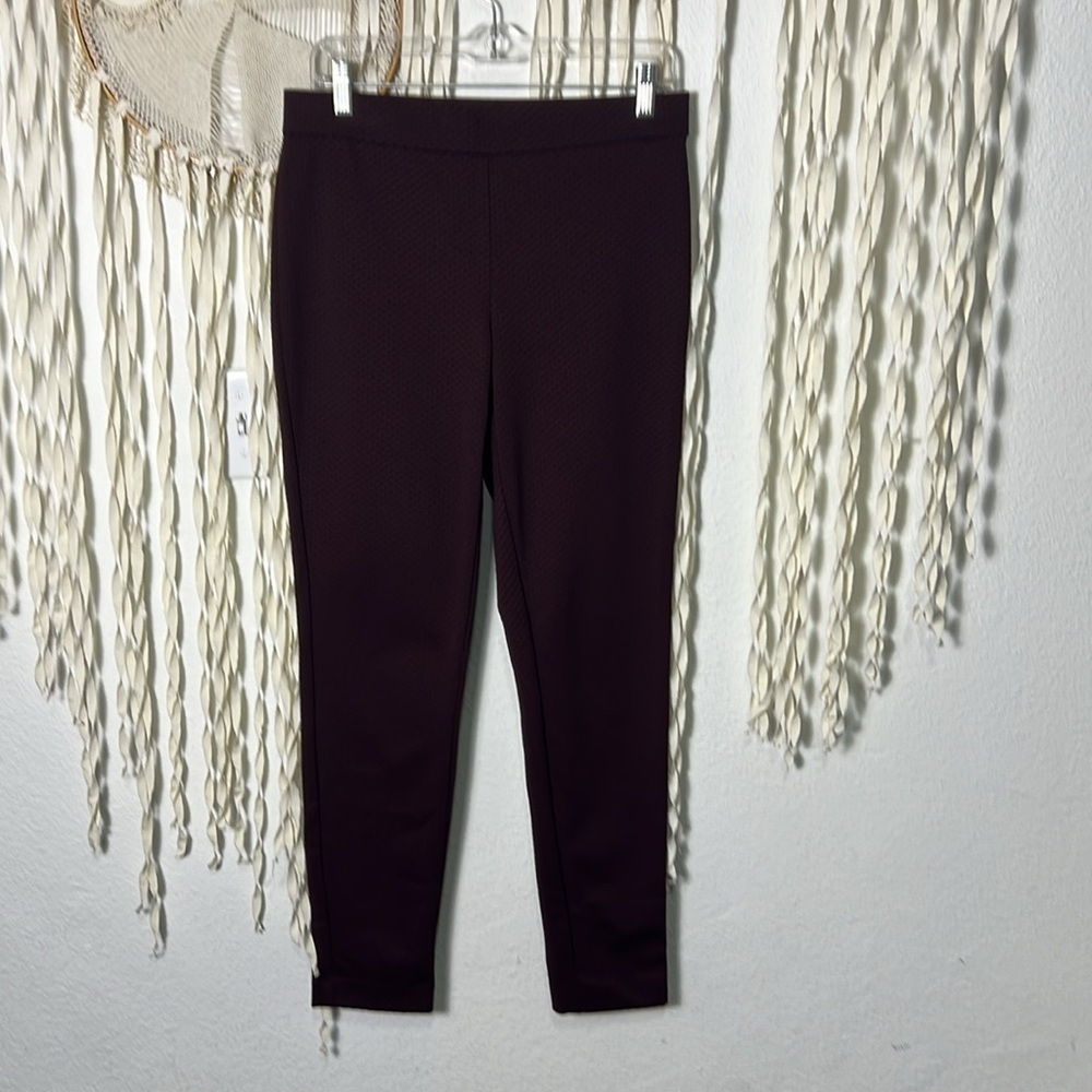 Theory Adbelle Claymont Burgundy Black Pull on Leggings Pant Large - Picture 3 of 11